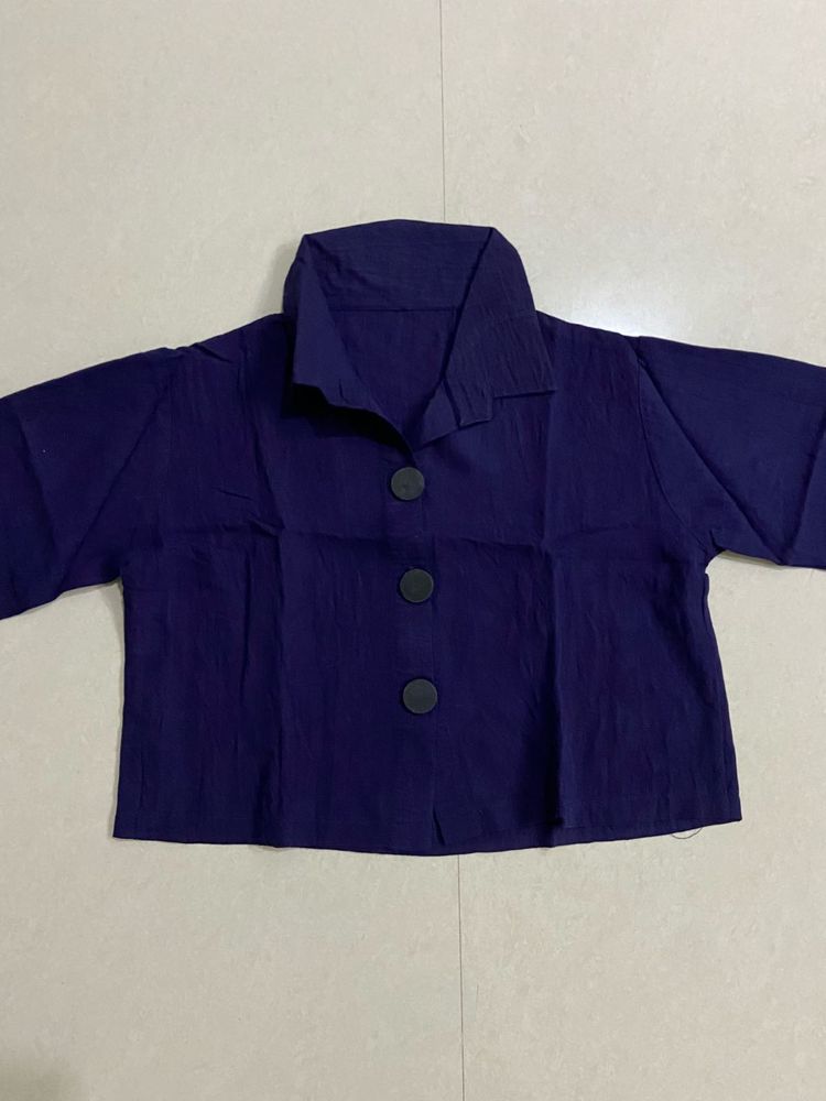 Cropped Navy Blue Shirt