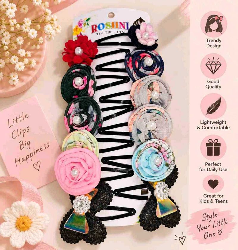Cute Floral Hair Clips Set of 12