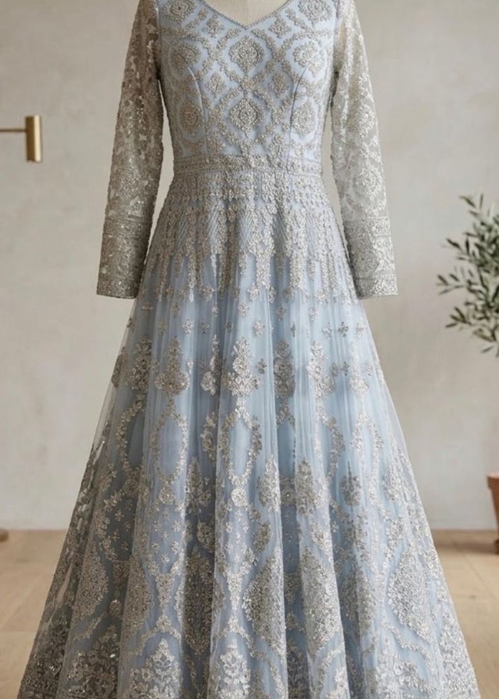 Stunning Blue Embroidered Gown