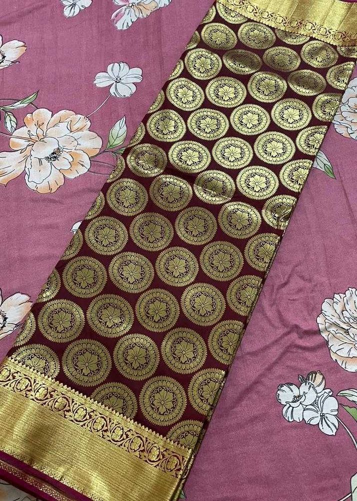 Elegant Maroon Silk Saree with Gold Motifs
