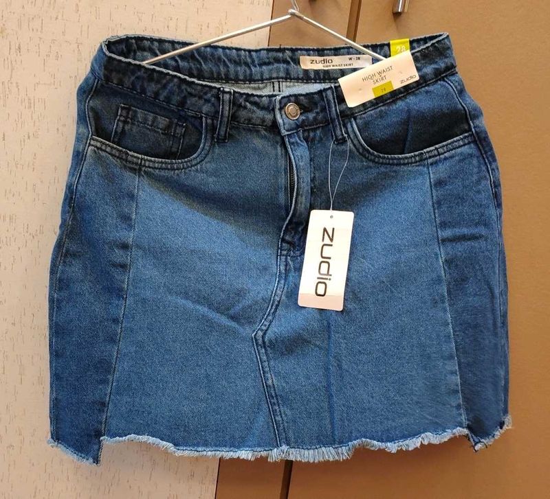High Waist Denim Mini Skirt (28)