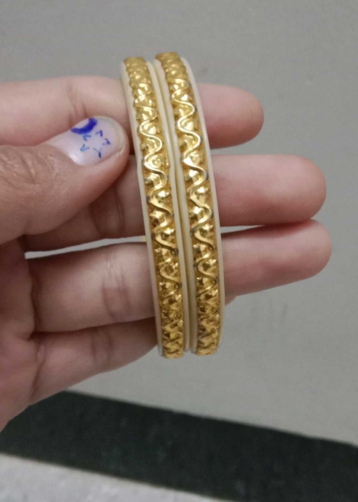 Elegant Gold-Plated Bangles (Set of 2)