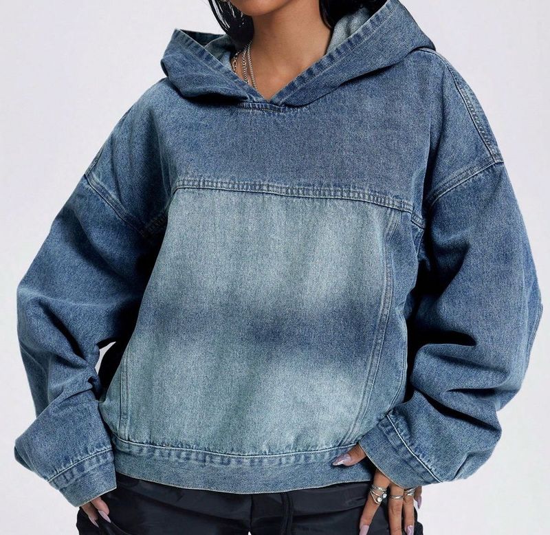 Denim Hoodie - Stylish &amp; Comfy