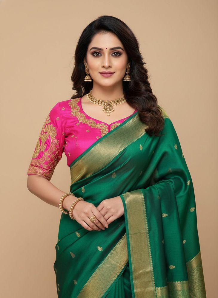 Pink Embroidered Sari Blouse