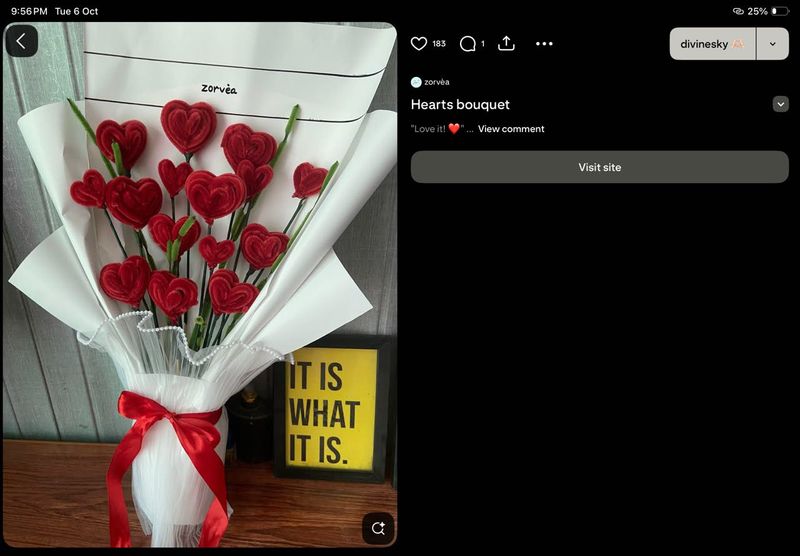 Handmade Red Heart Bouquet
