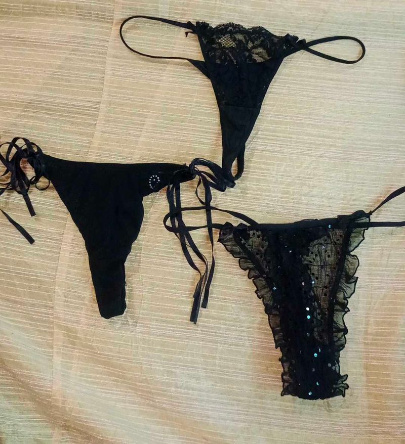 Sexy Black Thong Set