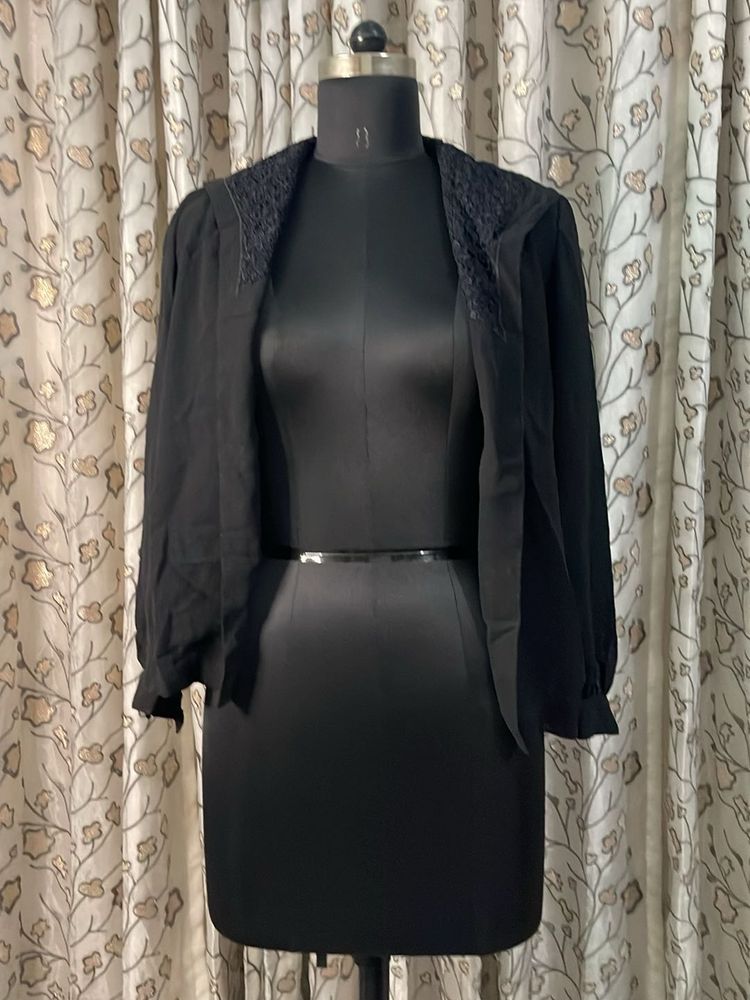Elegant Black Embroidered Blouse