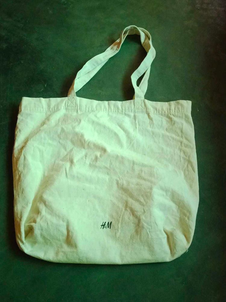 H&amp;M Beige Canvas Tote Bag