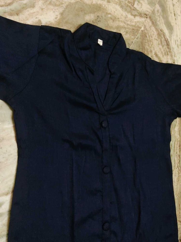 Navy Button-Down Kurti