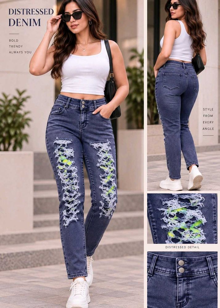 Trendy Distressed Denim Jeans