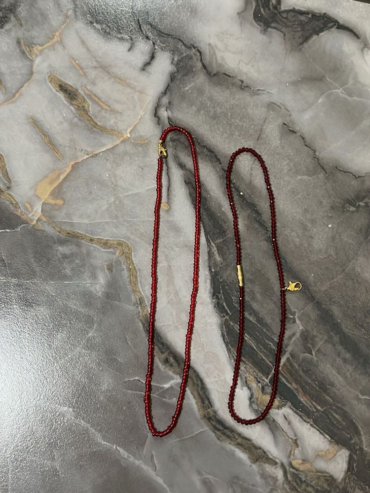 Elegant Red Beaded Necklaces (Set of 2)