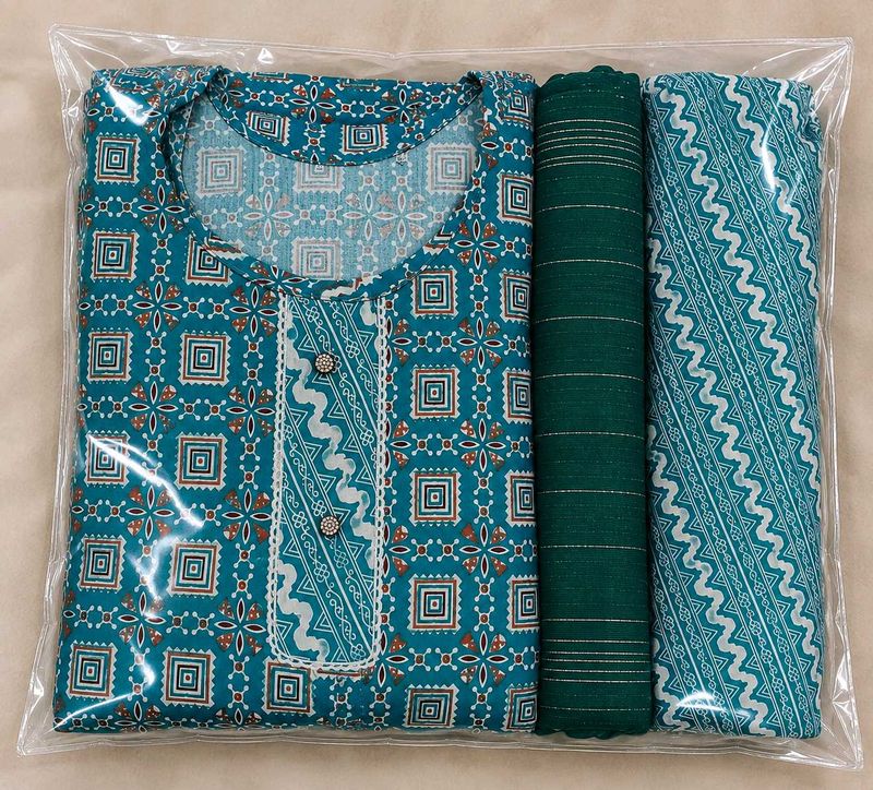 Beautiful Teal Printed Kurta Set