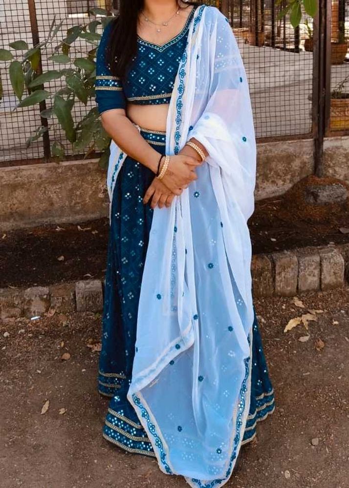 Elegant Teal Embroidered Lehenga Choli Set