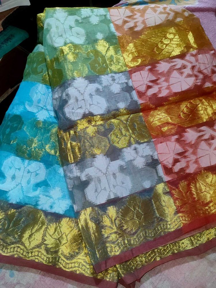 Beautiful Multi-color Saree with Golden Border