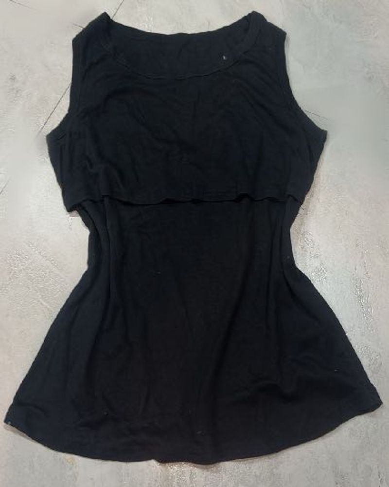 Black Sleeveless Nursing Top