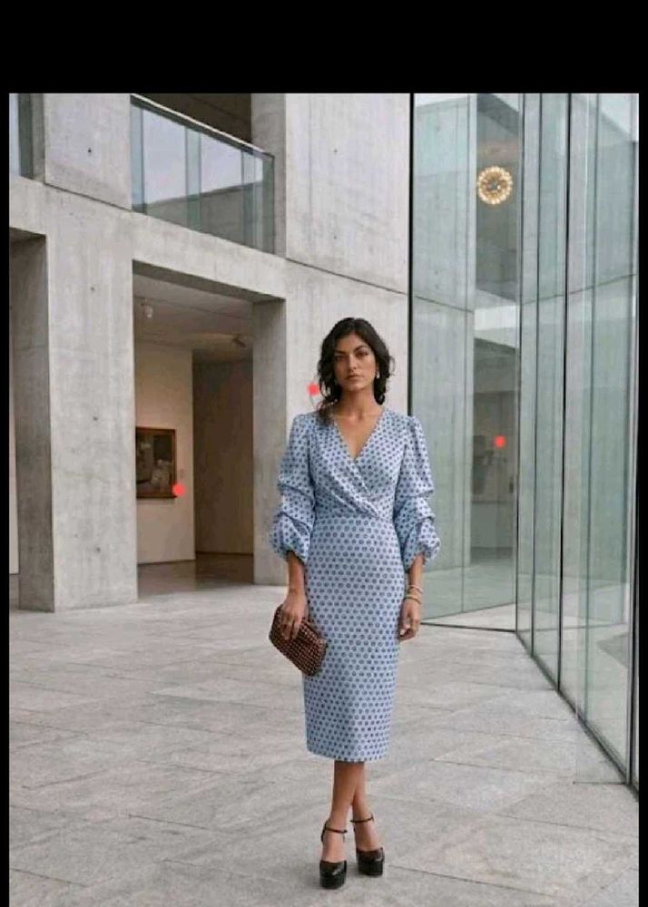 Blue Polka Dot Wrap Dress