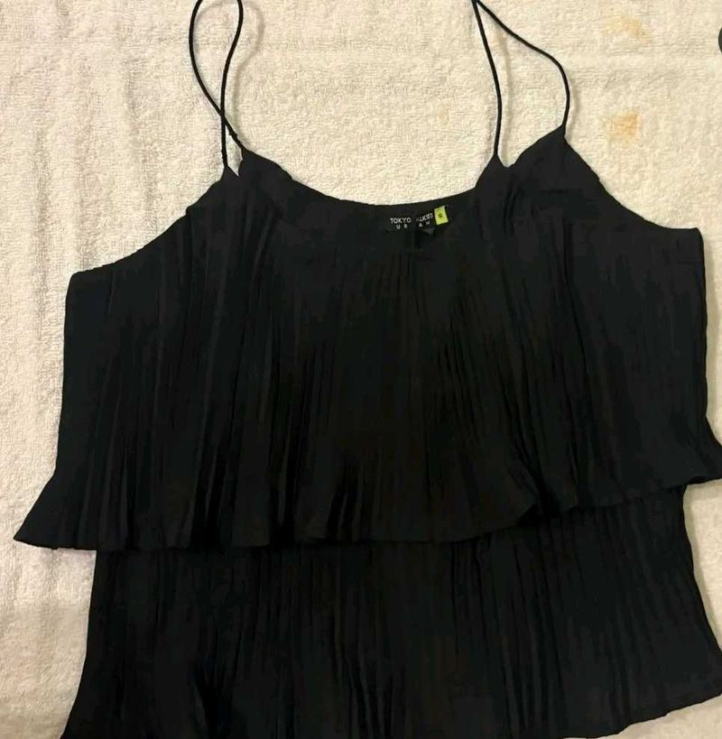 Elegant Black Pleated Cami Top