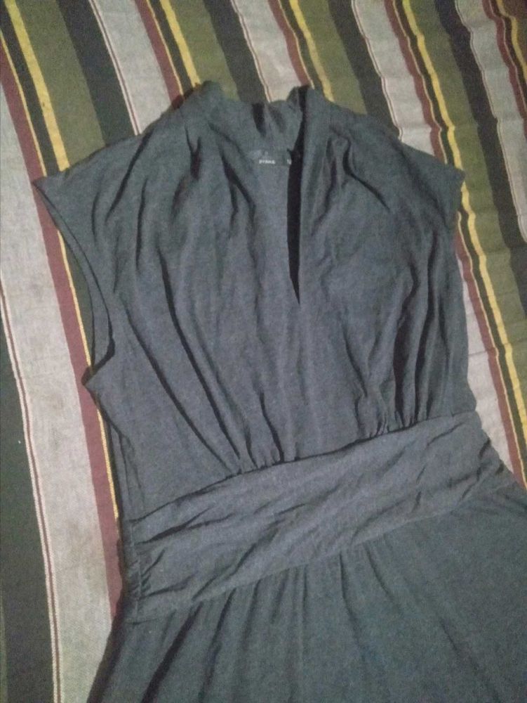 Chic Dark Grey Ruched Waist Dress