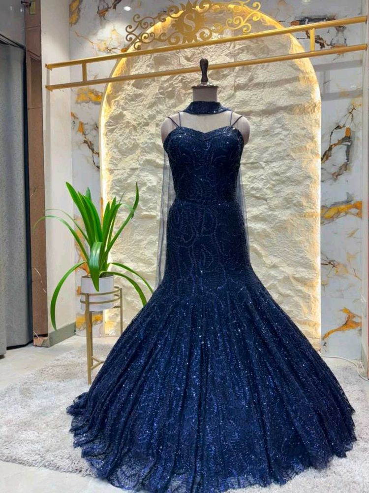Stunning Sequin Navy Blue Gown