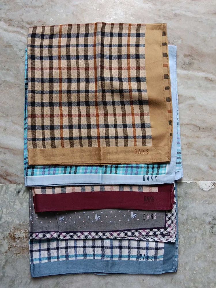 5 DAKS Pocket Square Handkerchief Set
