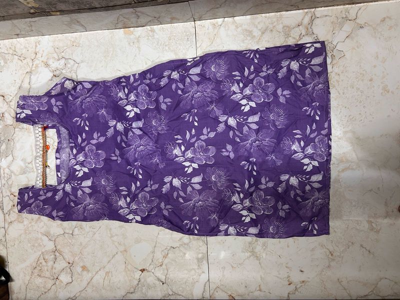 Purple Floral Print Kurta