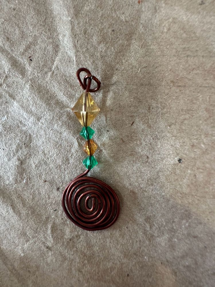 Unique Wire Wrapped Gemstone Pendant-  Copper