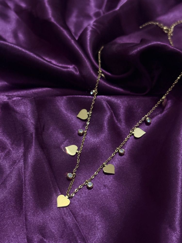 Gold Heart Charm Necklace