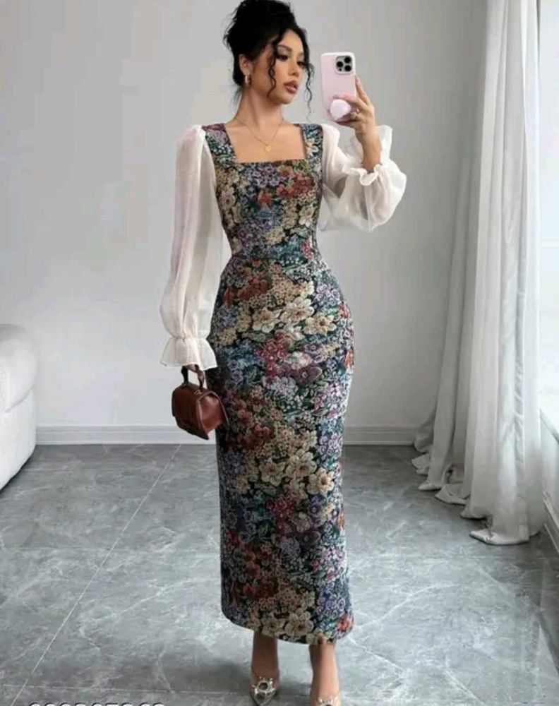 Floral Print Square Neck Dress