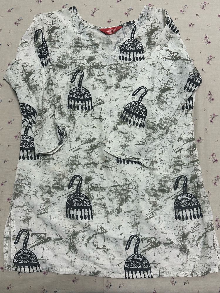White printed kurtha