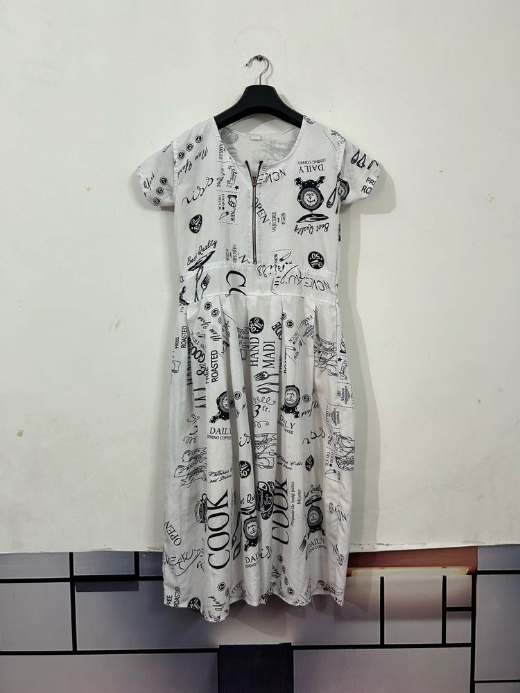 Unique Graphic Print Short Sleeve Dress