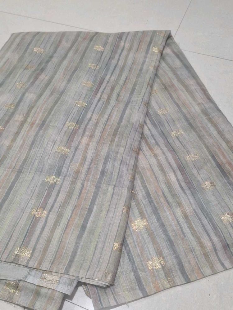 Elegant Striped Saree with Gold Accents
