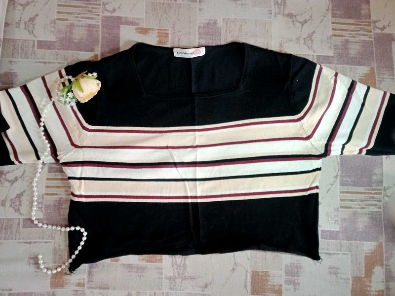 Striped Square Neck Top