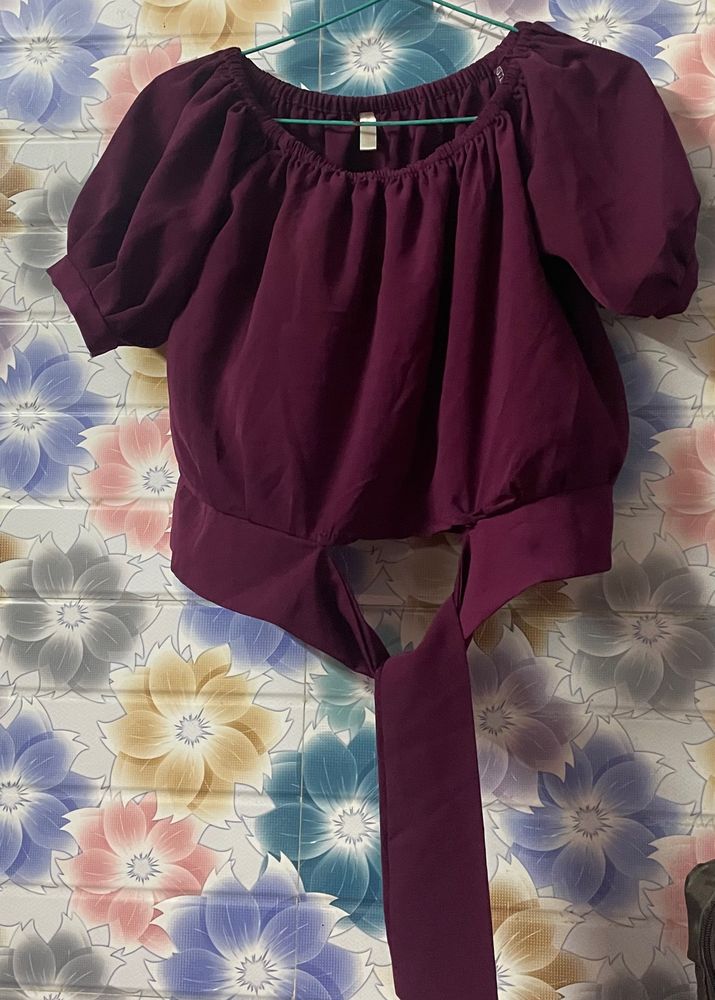 Wine Colour Crop Top