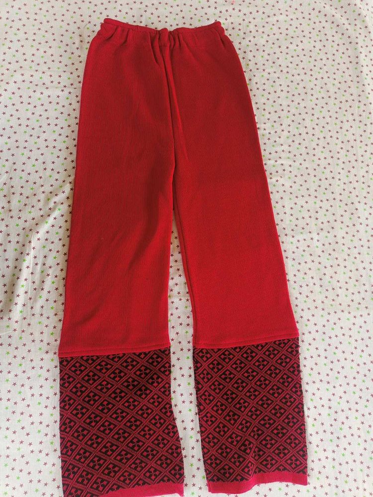 Warm Red Patterned Pants xs  size