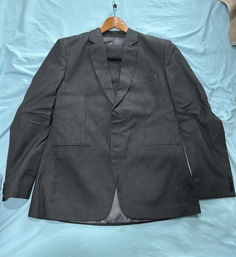 Dark Grey White StripsSuit Jacket And Formal Pant