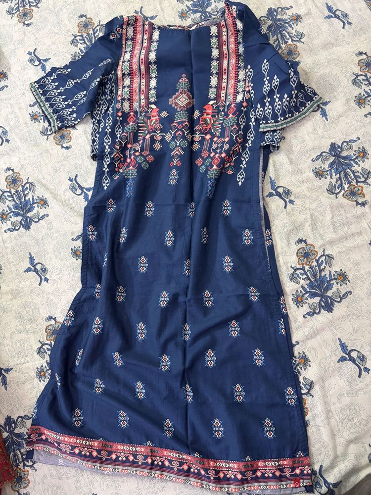 Biba Blue Printed Kurta