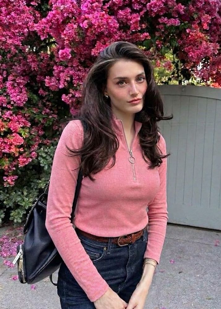 Y2K Pink Ribbed Half-Zip Long-Sleeve Top