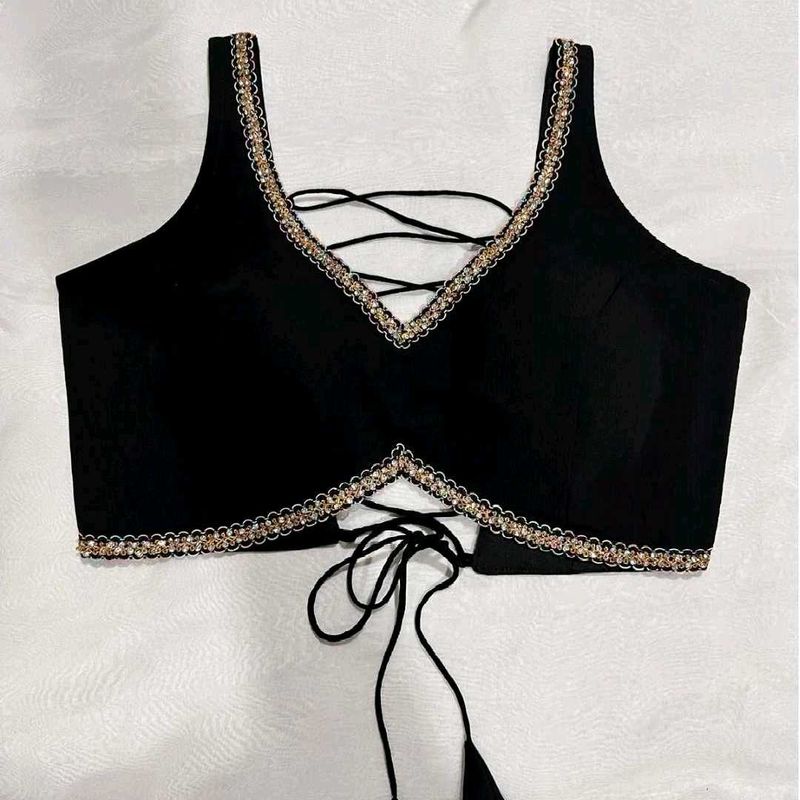 Elegant Black Lace-Up Blouse