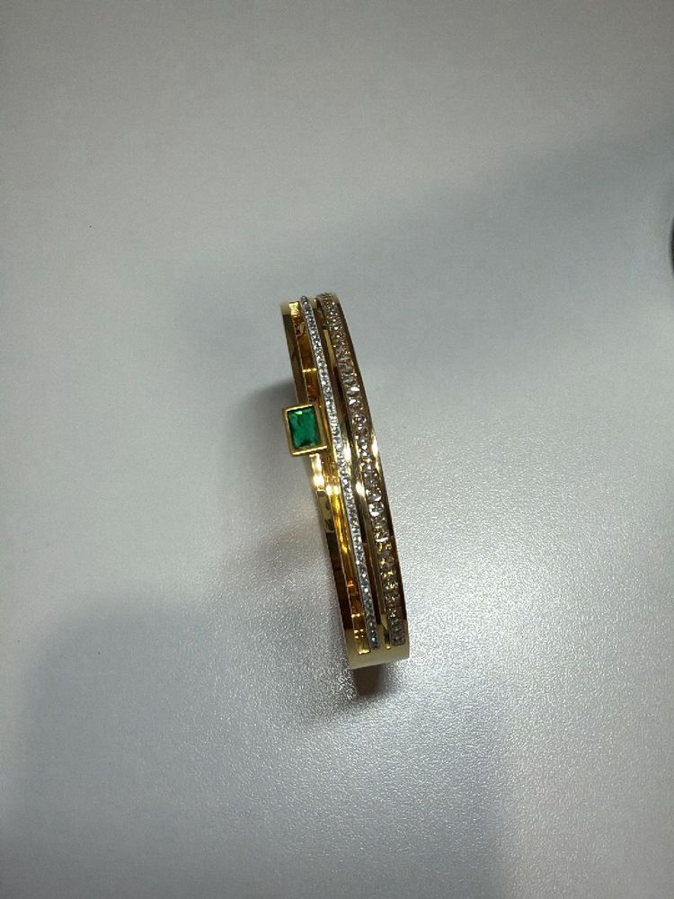 Emerald &amp; Diamond Bangle Bracelet
