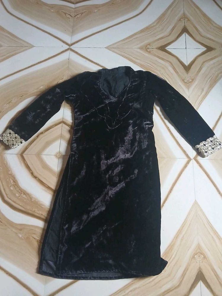 Elegant Black Velvet Kurta