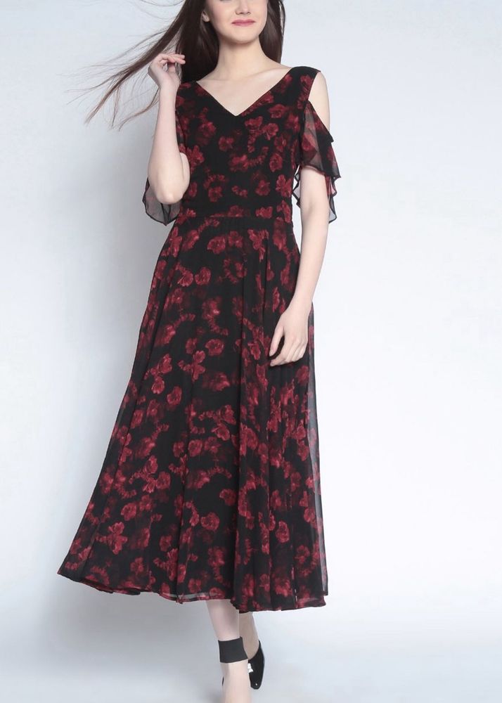 Beautiful Rare Black And Red Gown Dress