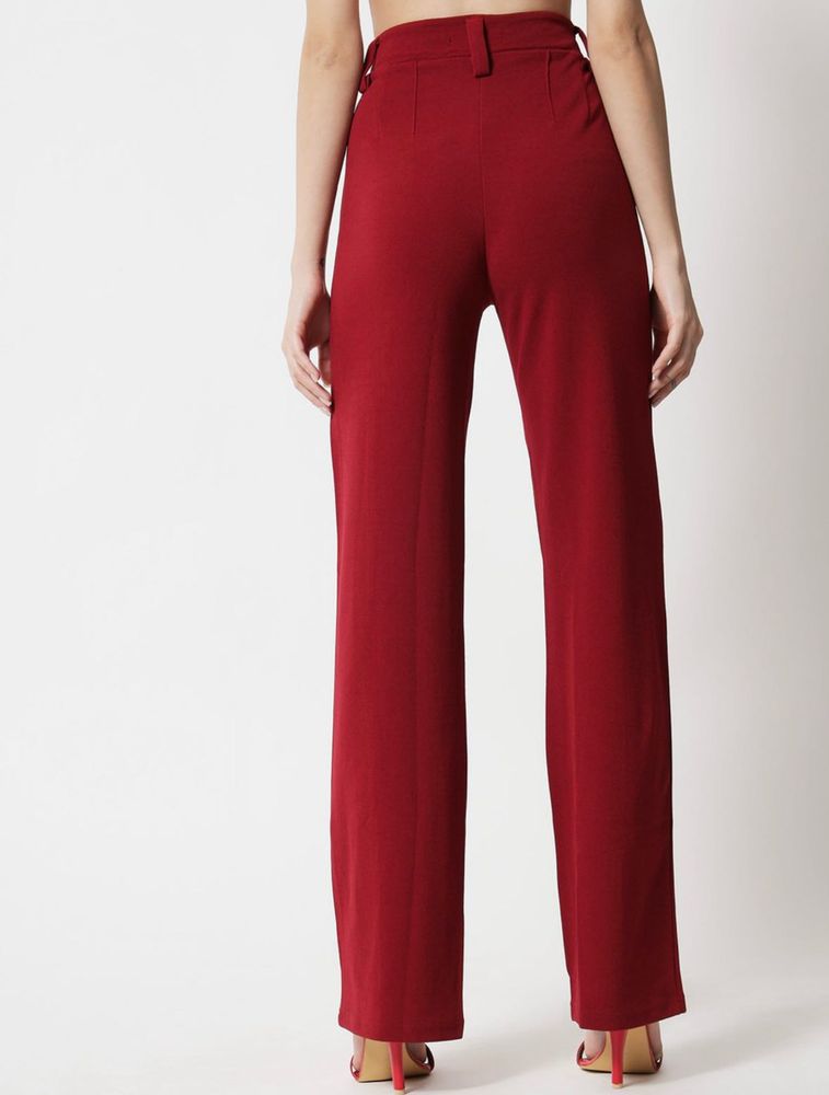 maroon Wide Leg Trousers