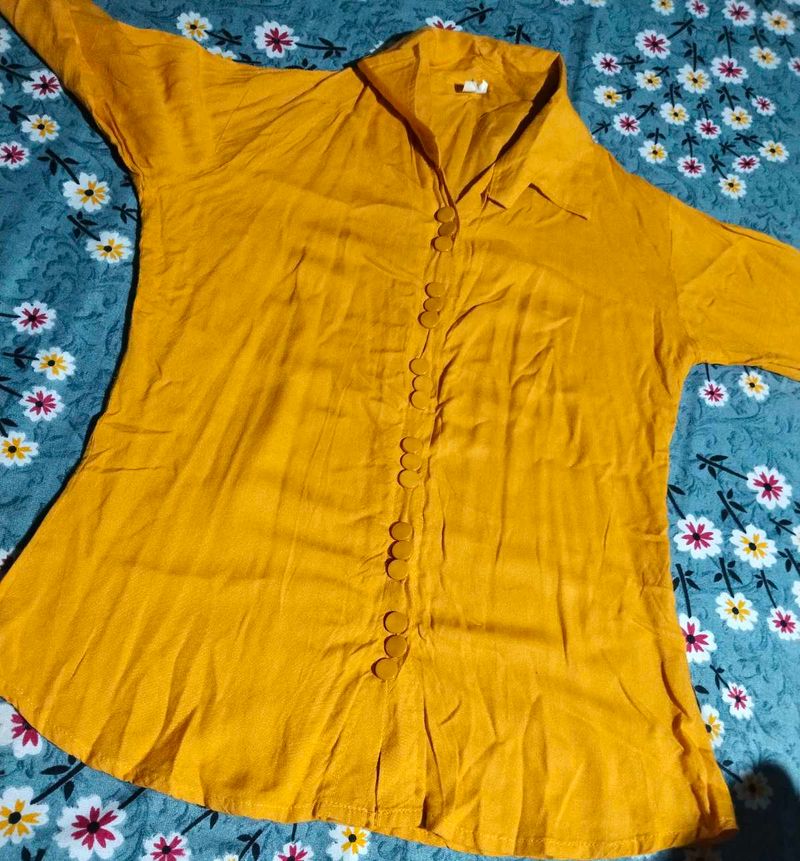 Vibrant Yellow Button-Up Shirt