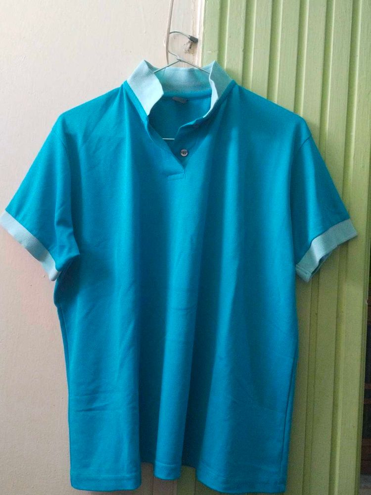 Blue V-Neck Polo Shirt
