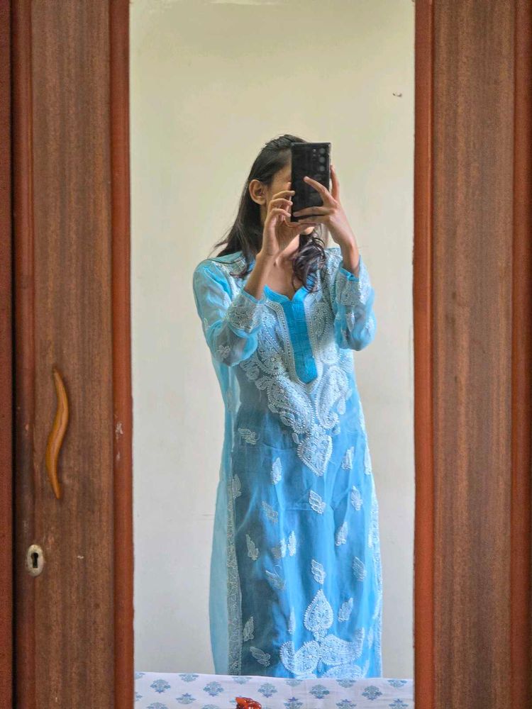 Beautiful Blue Chikankari Kurta