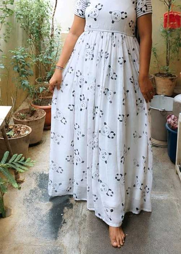 Cute Panda Print Maxi Dress
