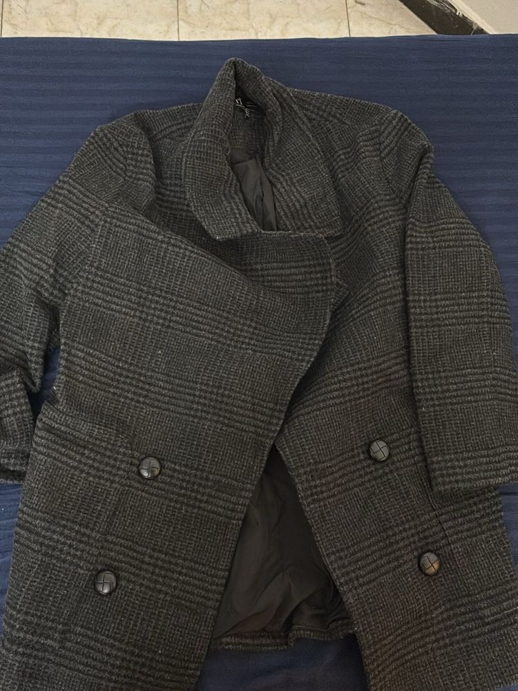 Classic Plaid Wool Blend Coat