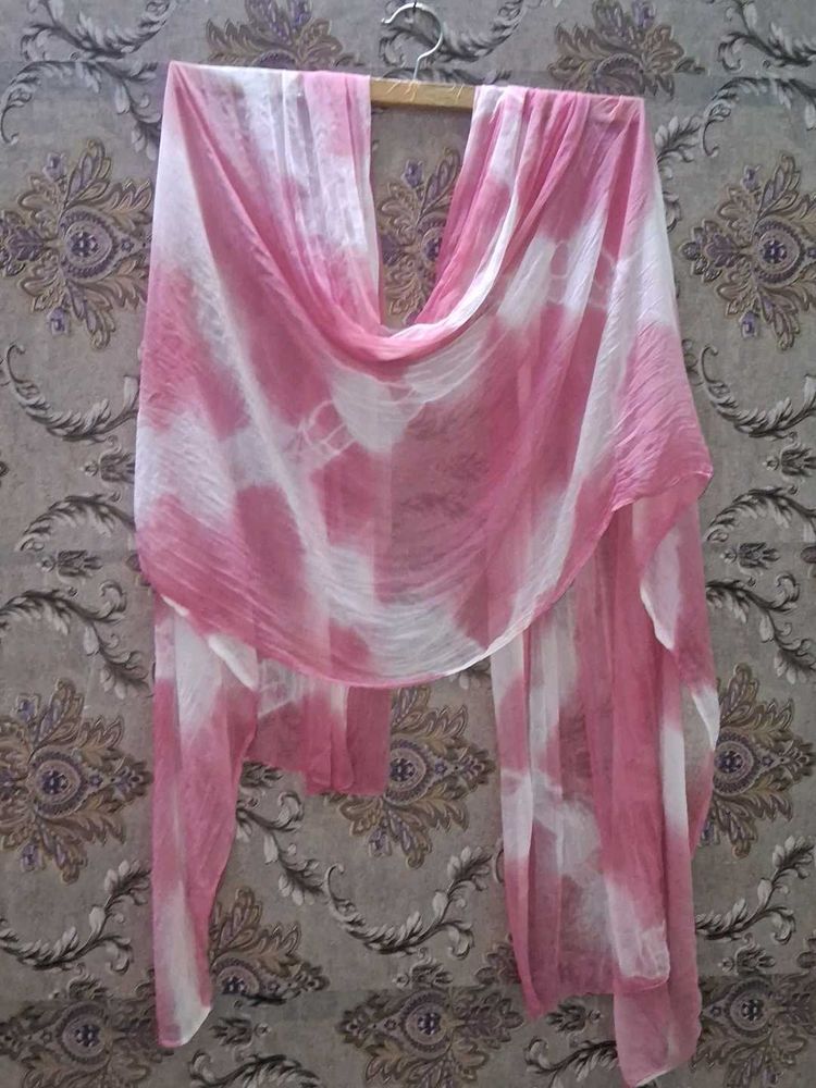 Pink &amp; White Tie-Dye Dupatta of 1