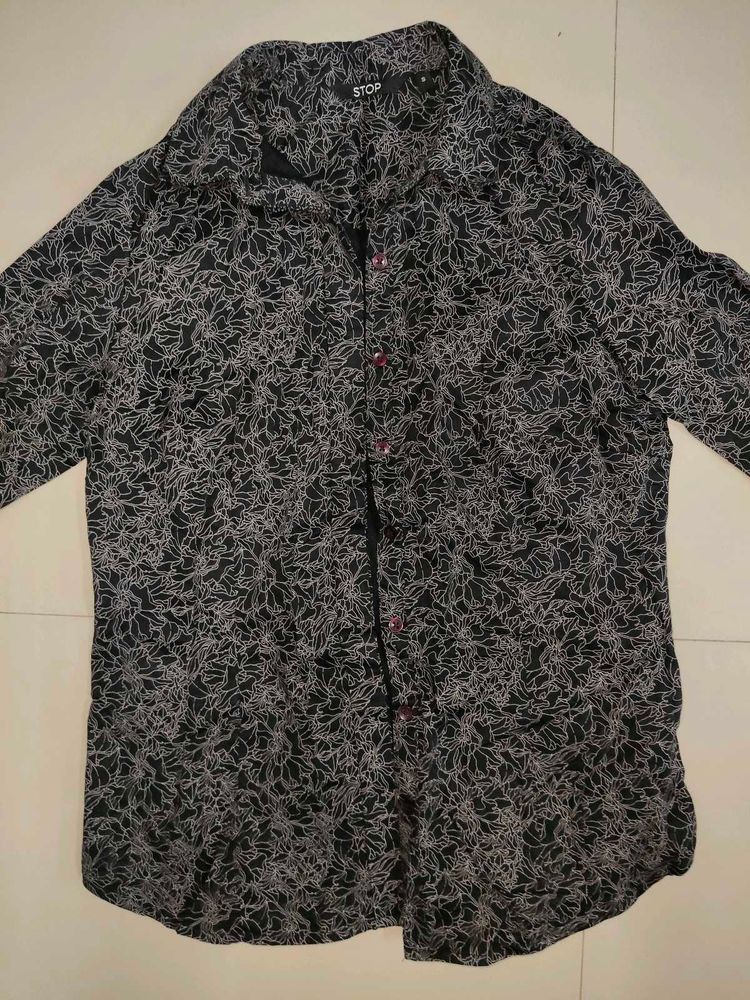 Women Quarter sleeves Black Floral shirt