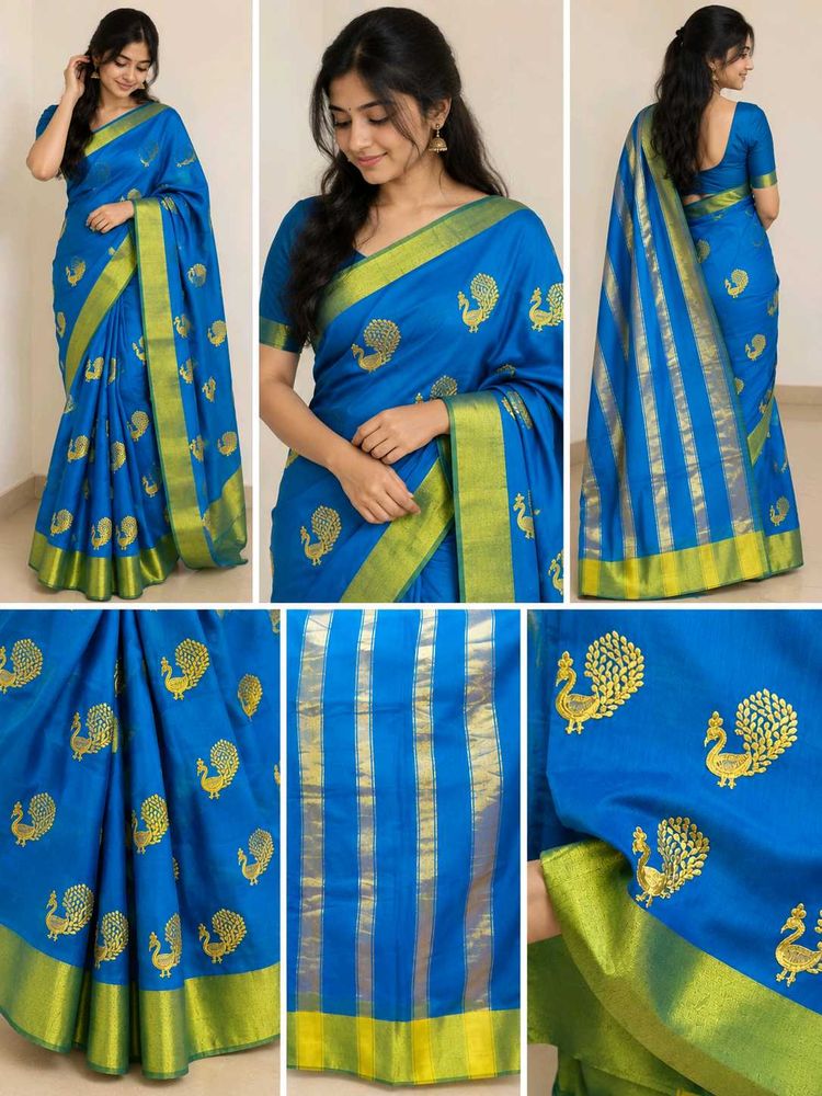 Royal Blue Peacock Saree